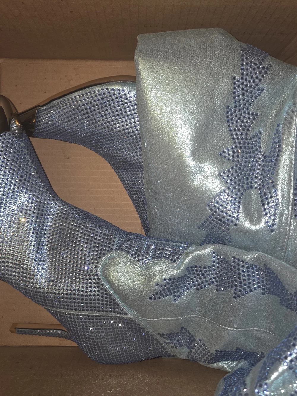 Gianni Bini Light Blue Over-the-Knee Stiletto Boot with Metallic Cap